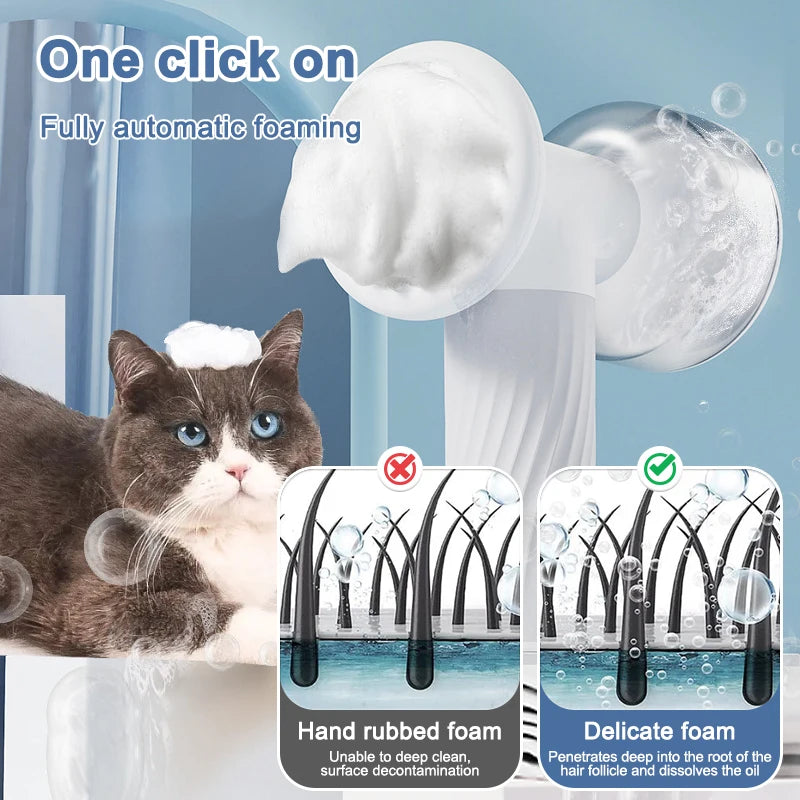 Dog Bath Brush Automatic Foaming Wireless Dog Scrubber Pet Shampoo Dispenser Shower Massage Grooming Bathing Supplies for Pets