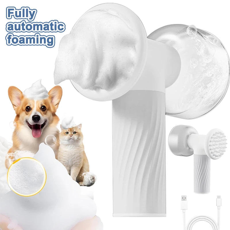 Dog Bath Brush Automatic Foaming Wireless Dog Scrubber Pet Shampoo Dispenser Shower Massage Grooming Bathing Supplies for Pets