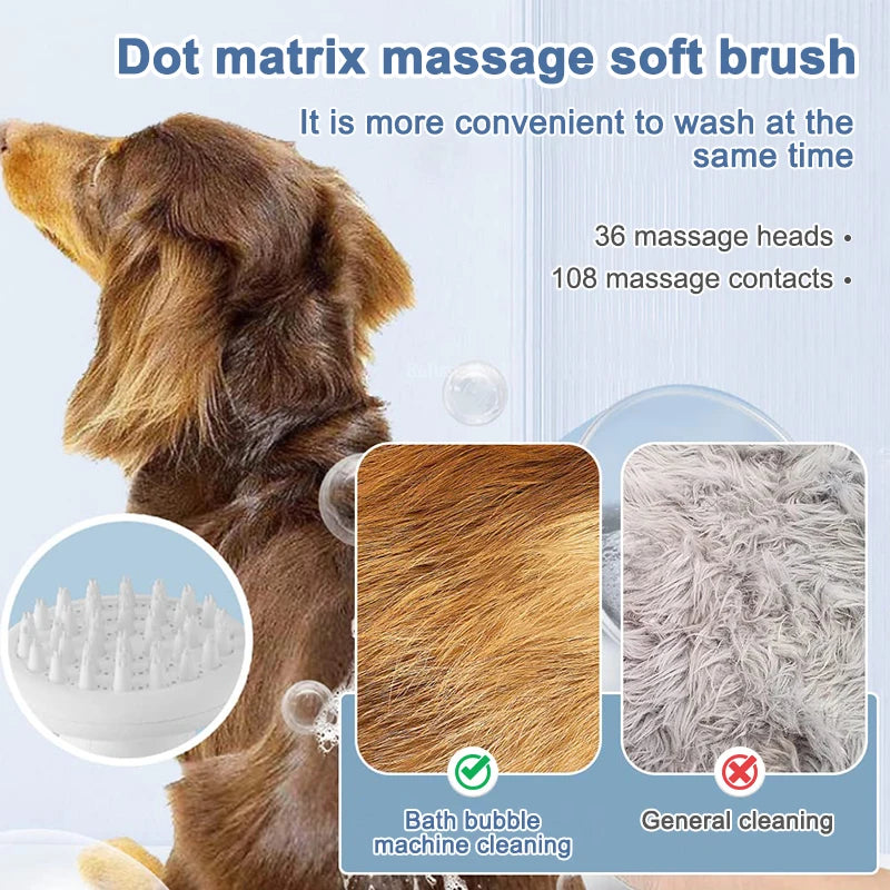 Dog Bath Brush Automatic Foaming Wireless Dog Scrubber Pet Shampoo Dispenser Shower Massage Grooming Bathing Supplies for Pets