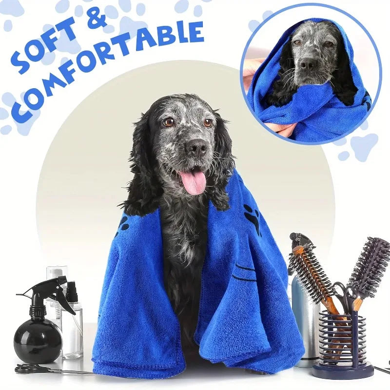 Dog Towel Drying Dog Cat Pet Towel, Puppy Microfiber Quick-Drying Dog Claw Bath Towel, Pet Bath Products Absorbent Medium Dogs